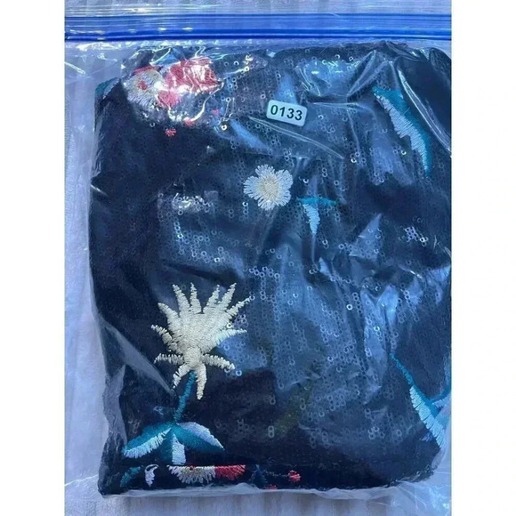 Forever 21 Mini dress sequins sparkling floral Large halter neck multicolor zip - Picture 11 of 11